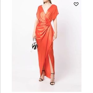 NWT. Michelle Mason Gown. Fine Red silk. Size 4.